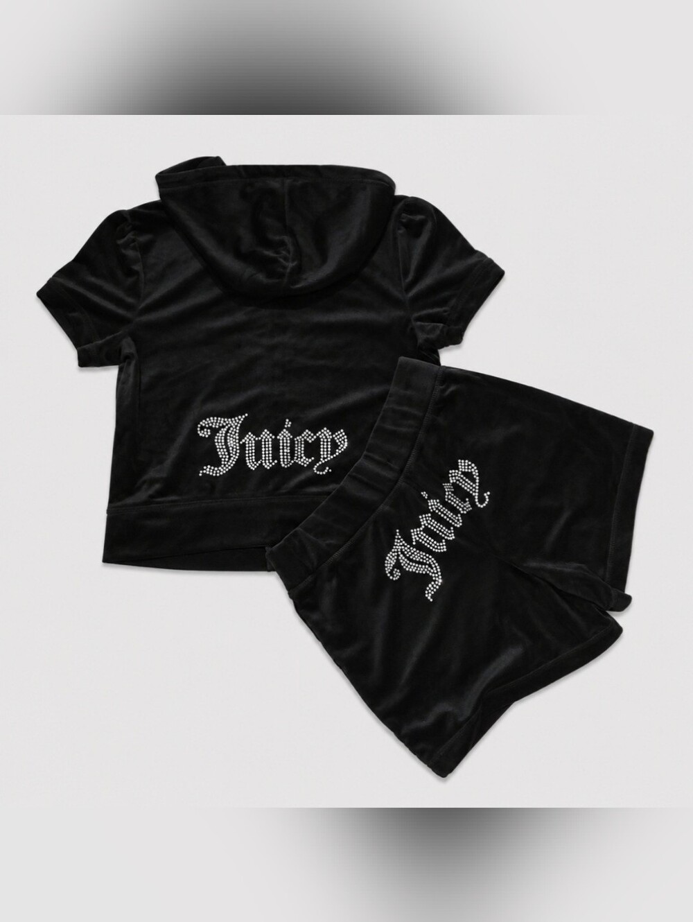 Juicy Couture Liquourice Velour Zip Up Hoodie & Shorts Set - S